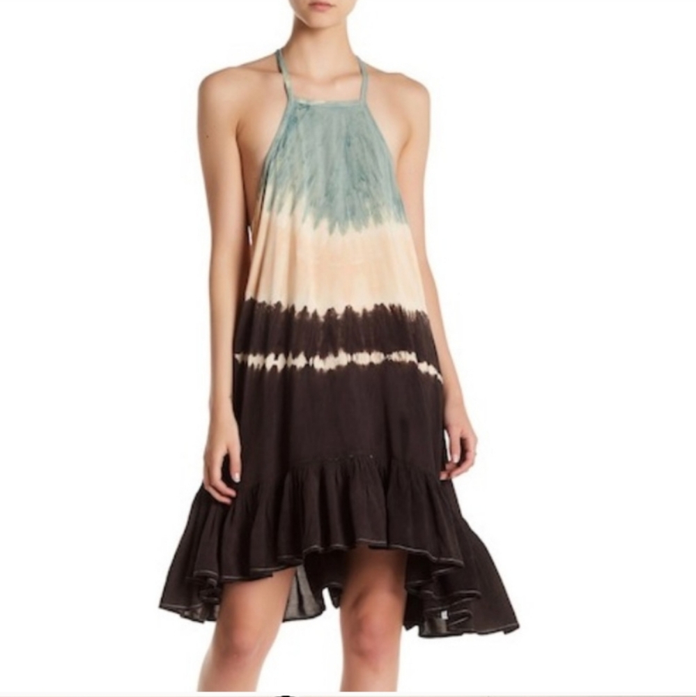 One Teaspoon S Black Peach Green Tie Dye Strappy Mini Dress Anthropologie